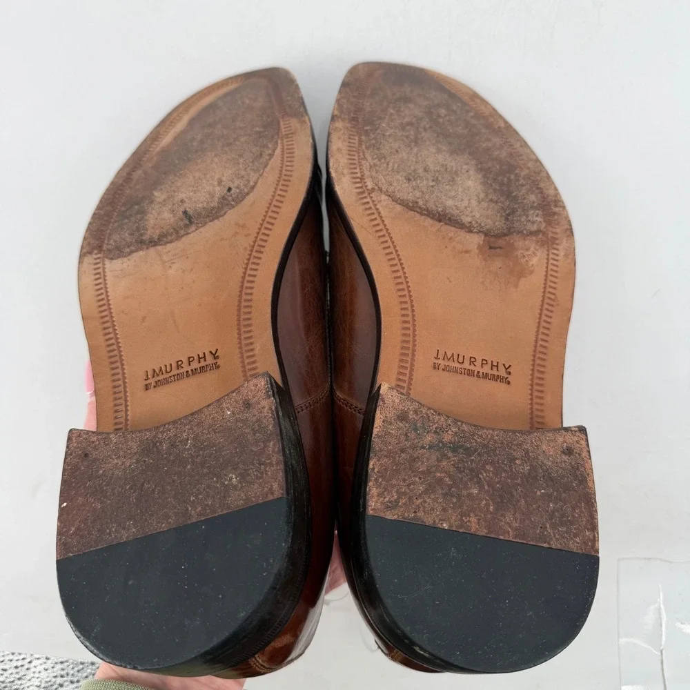 J. Murphy Johnston & Murphy Cap Toe Derby Mens 9.5‎ Brown Leather Classic Office